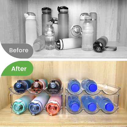 Water Bottle Cabinet Organizer - Stackable Storage Rack (2 Pack)