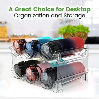 Water Bottle Cabinet Organizer - Stackable Storage Rack (2 Pack)