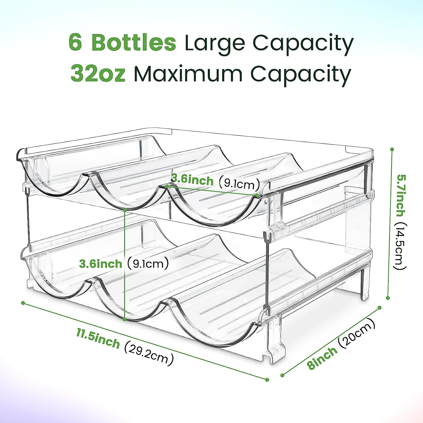Water Bottle Cabinet Organizer - Stackable Storage Rack (2 Pack)