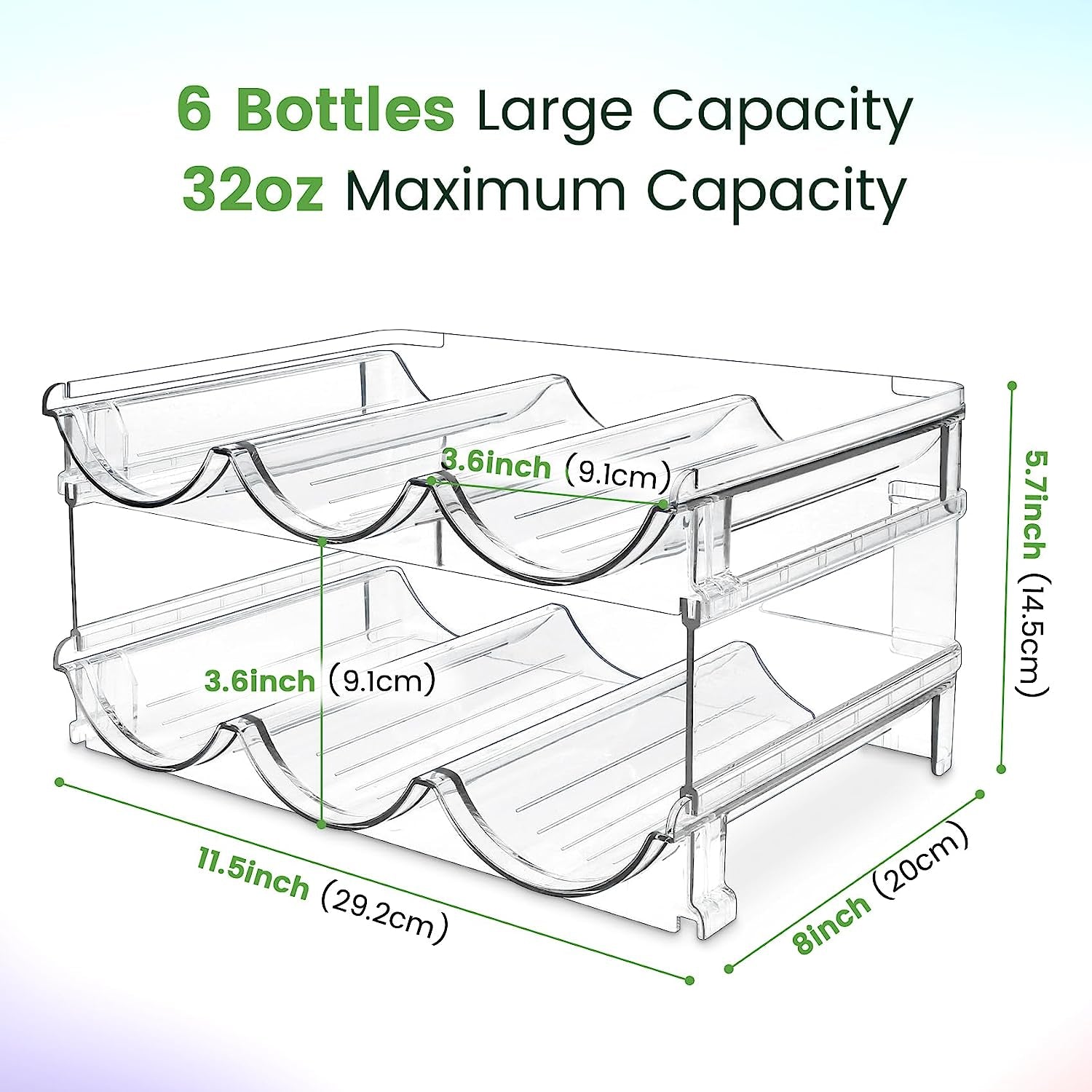 Water Bottle Cabinet Organizer - Stackable Storage Rack (2 Pack)